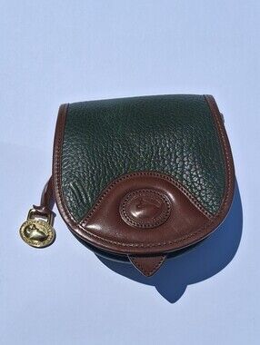 Dooney & Bourke Vtg 80/90s Hunter Green and Brown AWL Mini Saddle Belt Bag RARE